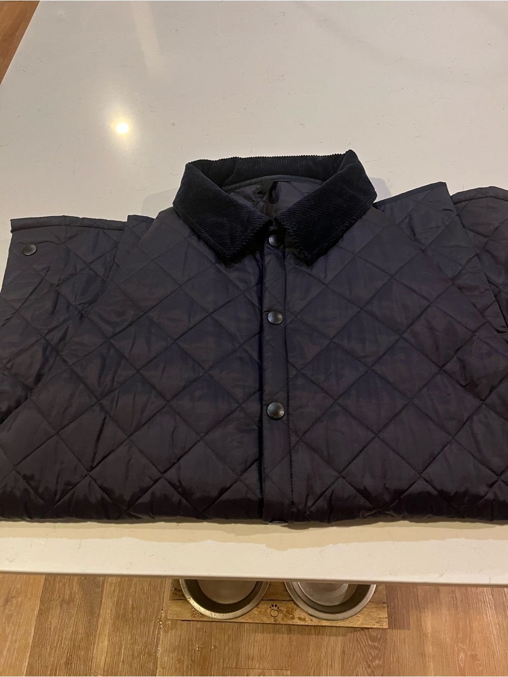 BARBOUR Liddesdale Quilted Jacket Deep Navy Cordoroy Collar XXL Exc. Cond.